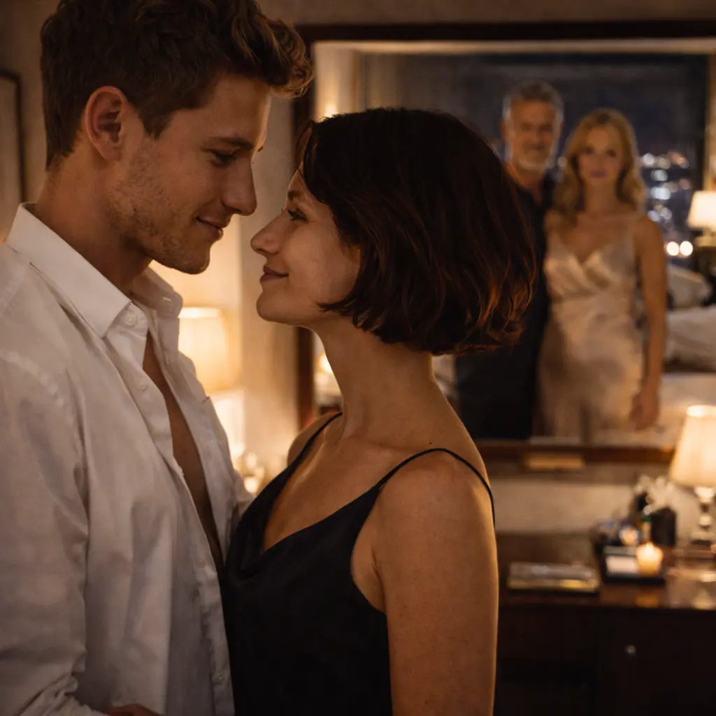 Tippi mit jungen Mann im Hotelzimmer