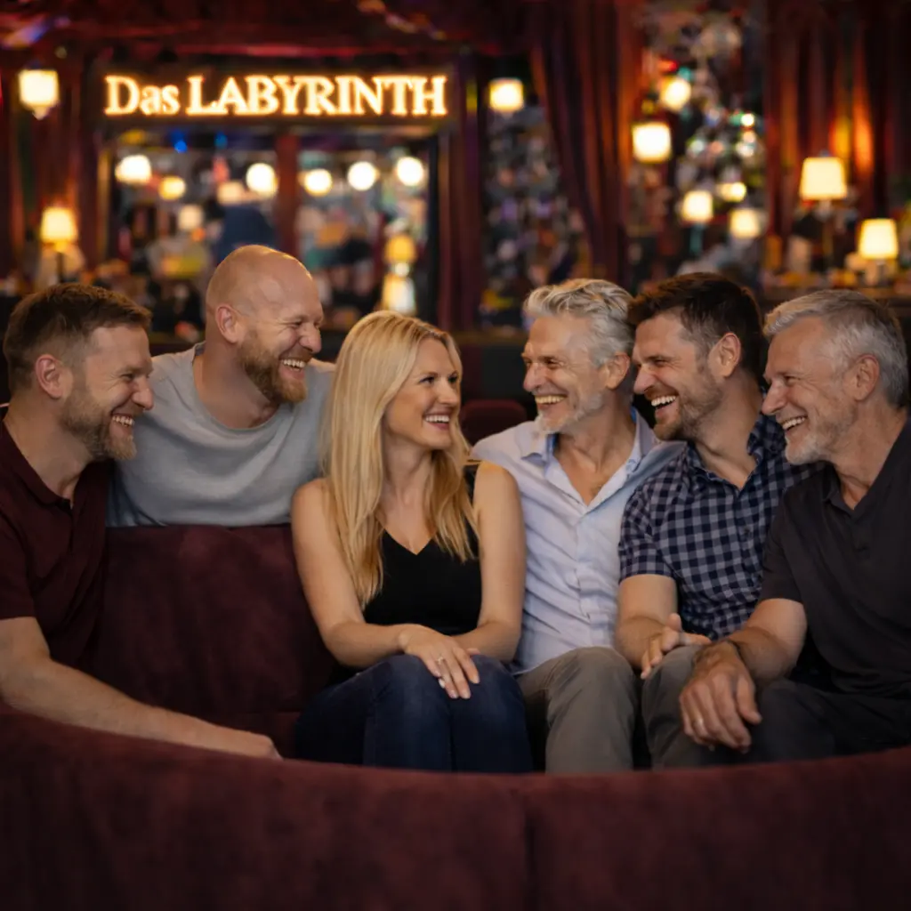 Männer und Frau im Swingerclub