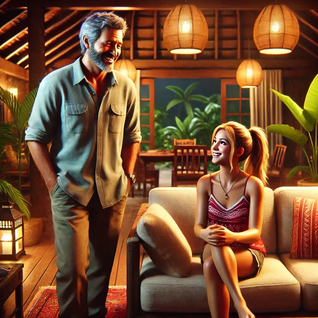 im Wohnzimmer - Lucy und Tony 