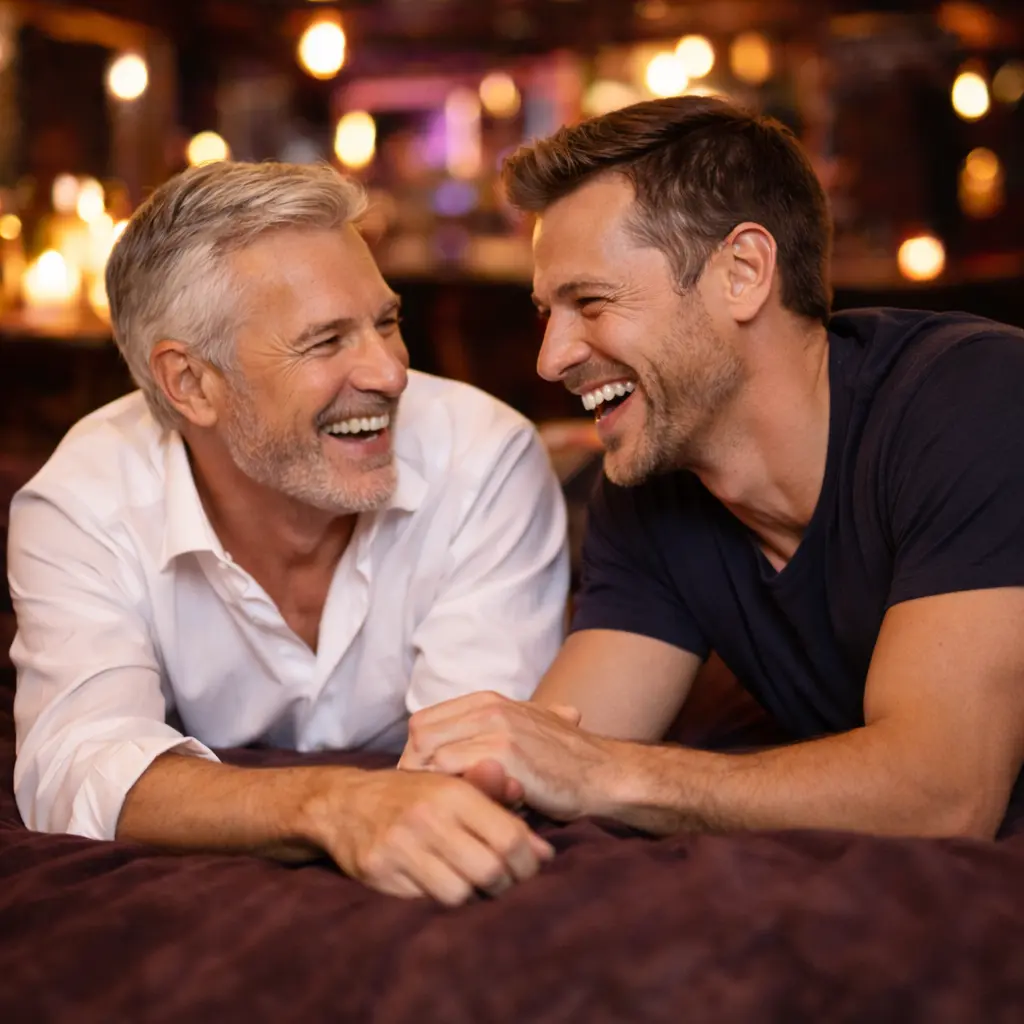 Tony mit Mann auf Liegewiese