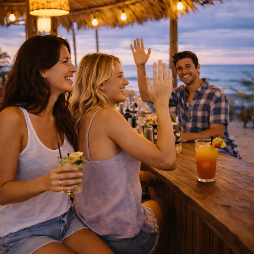 Ariane winkt einem Mann zu