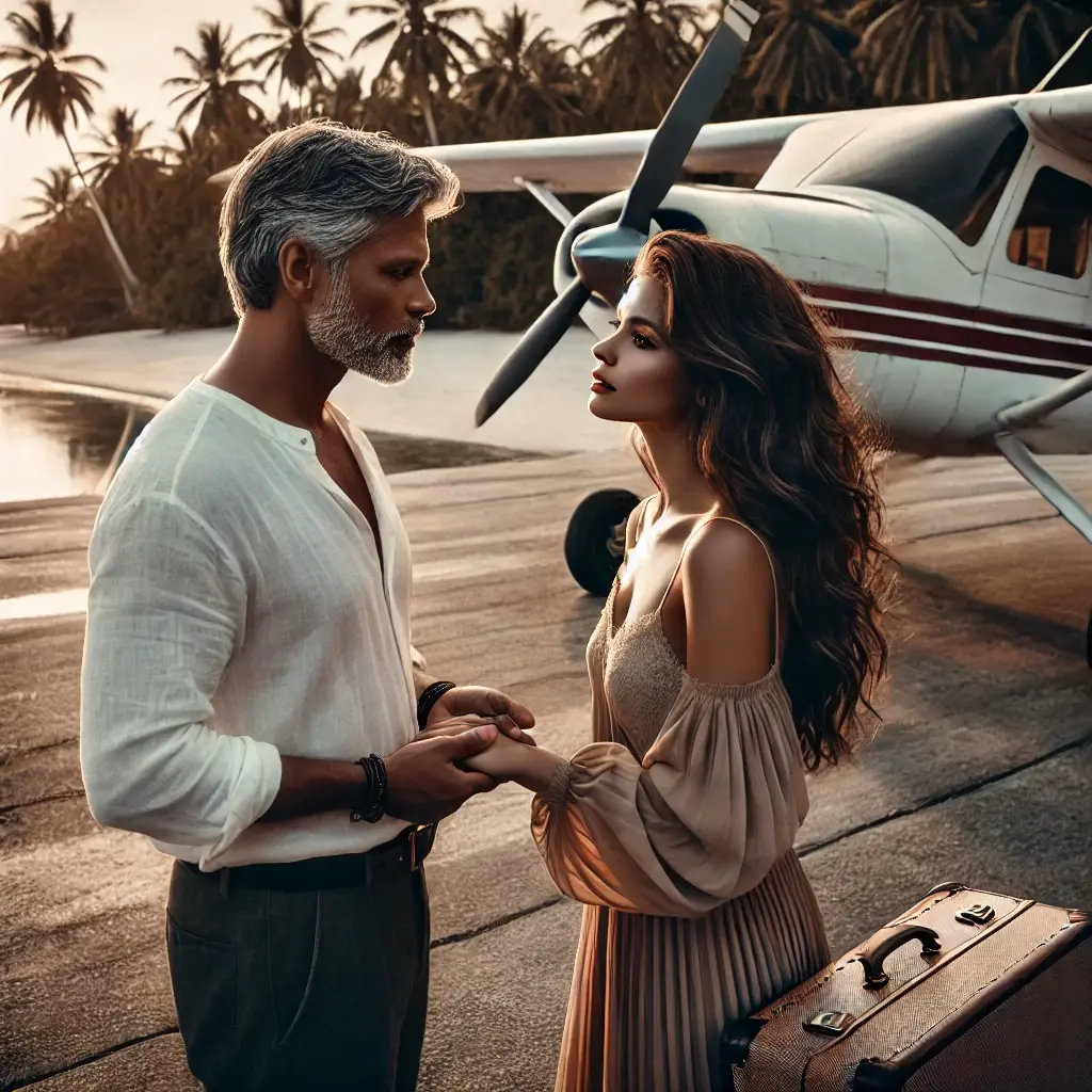 Isabela und Tony am Flughafen